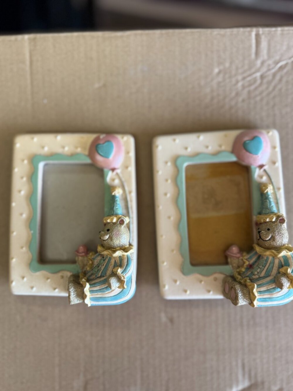 Set of 2 Vintage Teddy Bear with Balloon picture frames